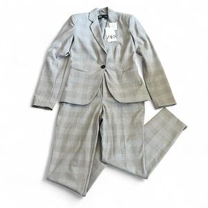 Zara Gray Plaid Blazer & Suit Jacket